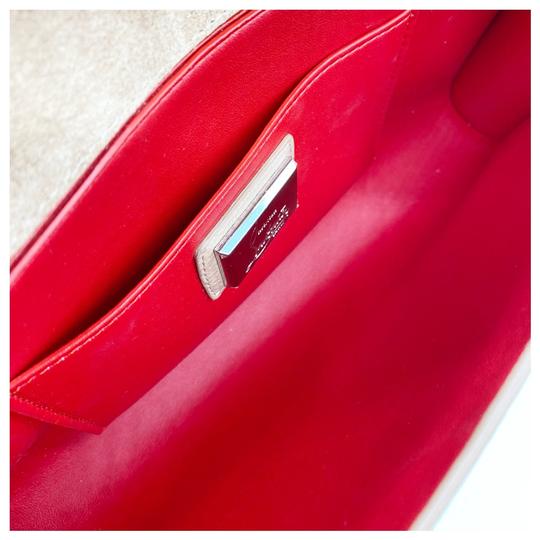 Christian Louboutin Clutch Vero Dodat Velour Suede Beige Leather Cross Body Bag