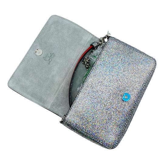 Christian Louboutin Clutch Zoompouch Crystal Embellished Silver Leather Cross Body Bag