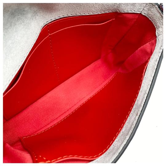 Christian Louboutin Clutch Zoompouch Crystal Embellished Silver Leather Cross Body Bag