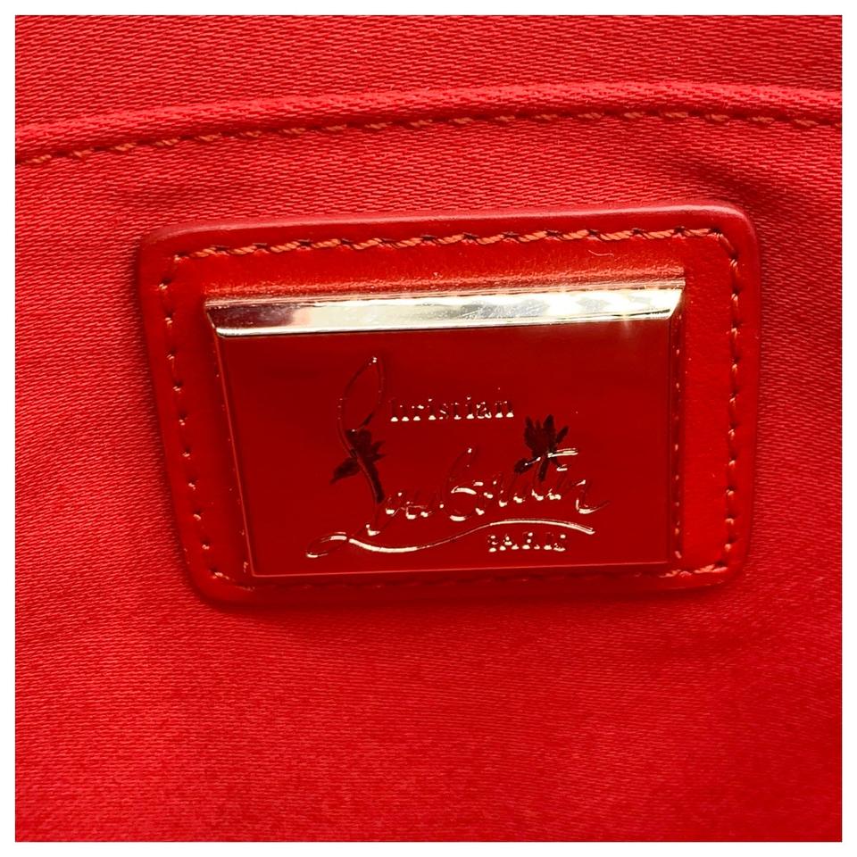 Christian Louboutin Crossbody Clutch Leopard Print Loubiposh Spiked Black Patent Leather Shoulder Bag