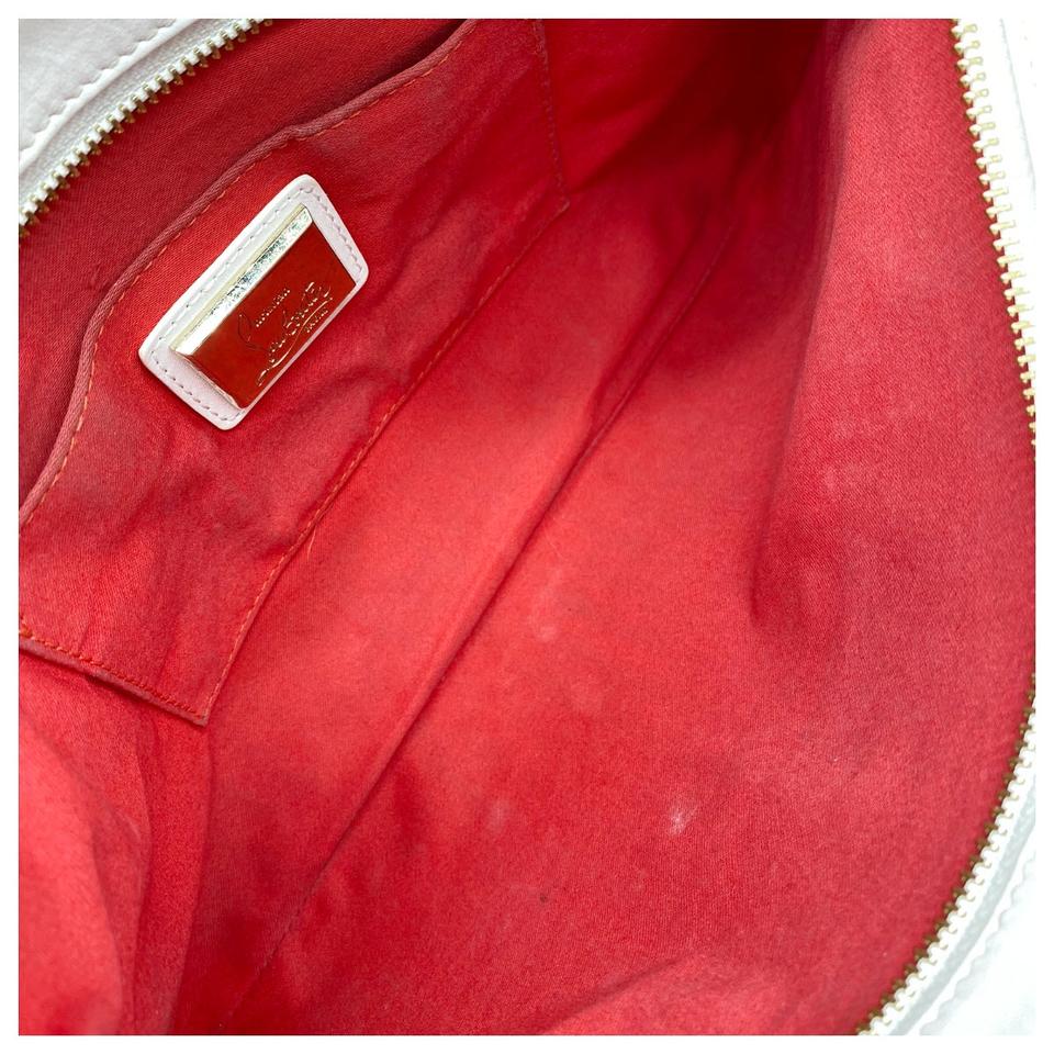 Christian Louboutin Crossbody Clutch Loubiclutch Spike White Leather Shoulder Bag