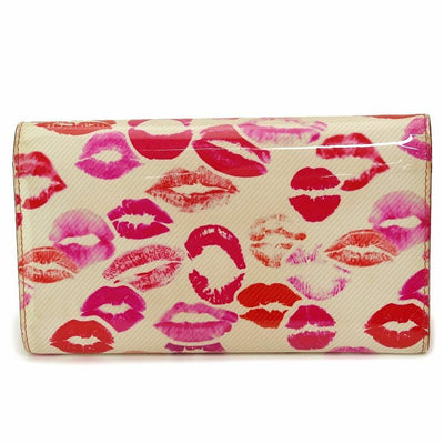 Christian Louboutin Macaron Spiked Lips Wallet White Patent Leather Clutch