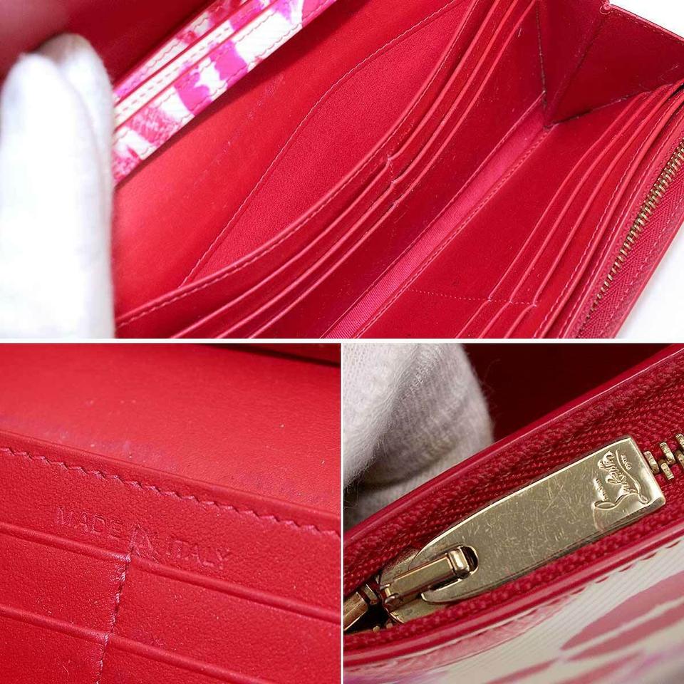 Christian Louboutin Macaron Spiked Lips Wallet White Patent Leather Clutch