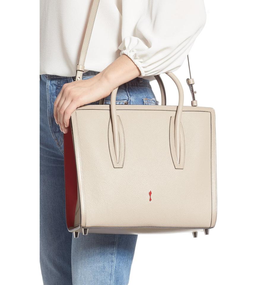 Christian Louboutin Medium Paloma Calfskin Satchel Fungo Beige Leather Tote