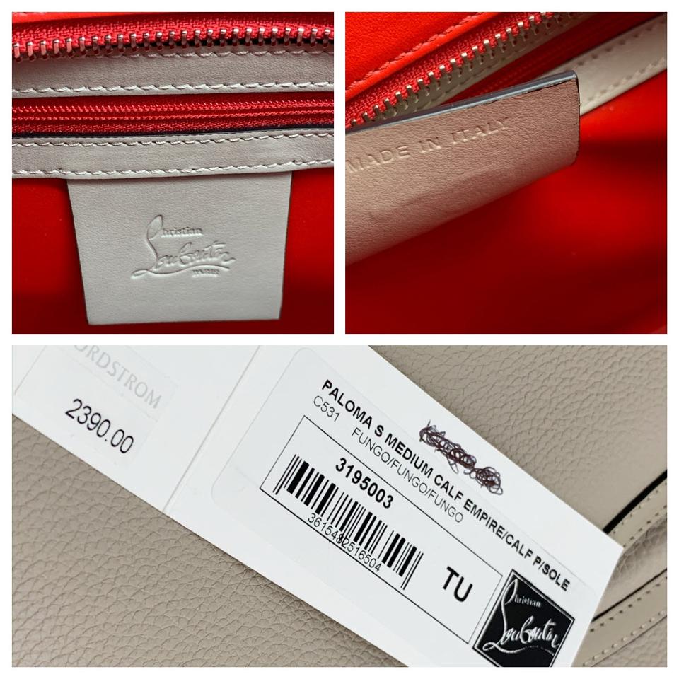 Christian Louboutin Medium Paloma Calfskin Satchel Fungo Beige Leather Tote