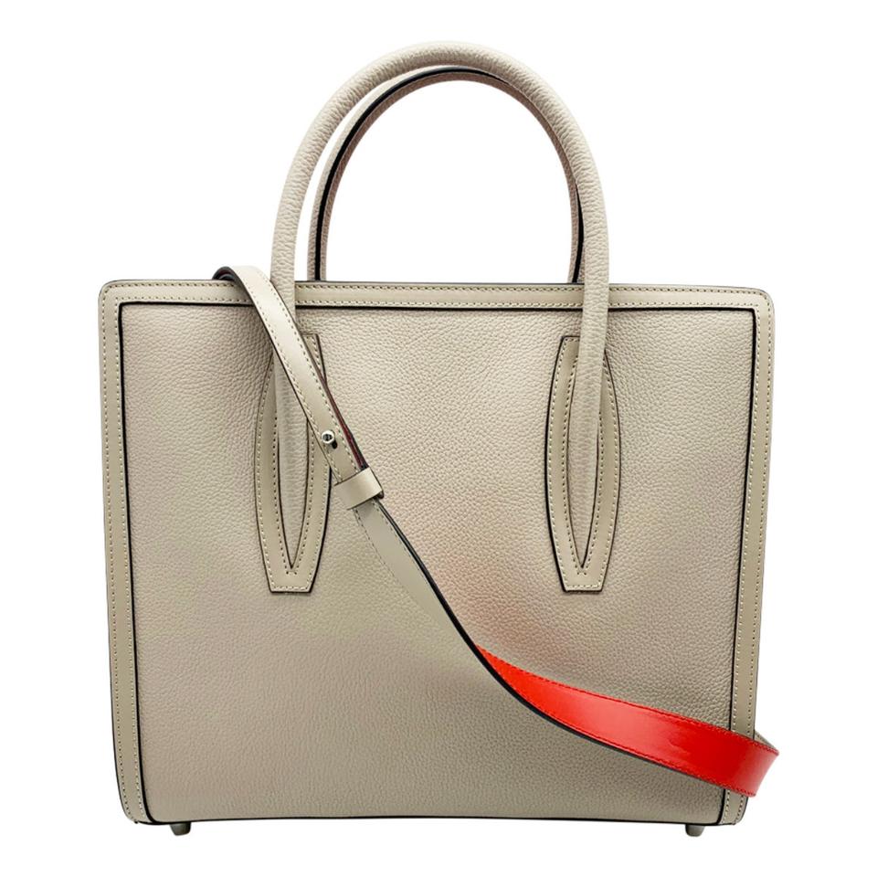 Christian Louboutin Medium Paloma Calfskin Satchel Fungo Beige Leather Tote