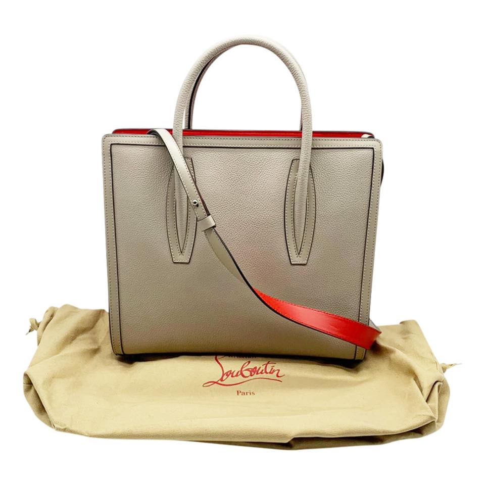 Christian Louboutin Medium Paloma Calfskin Satchel Fungo Beige Leather Tote