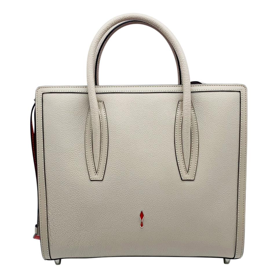 Christian Louboutin Medium Paloma Calfskin Satchel Fungo Beige Leather Tote