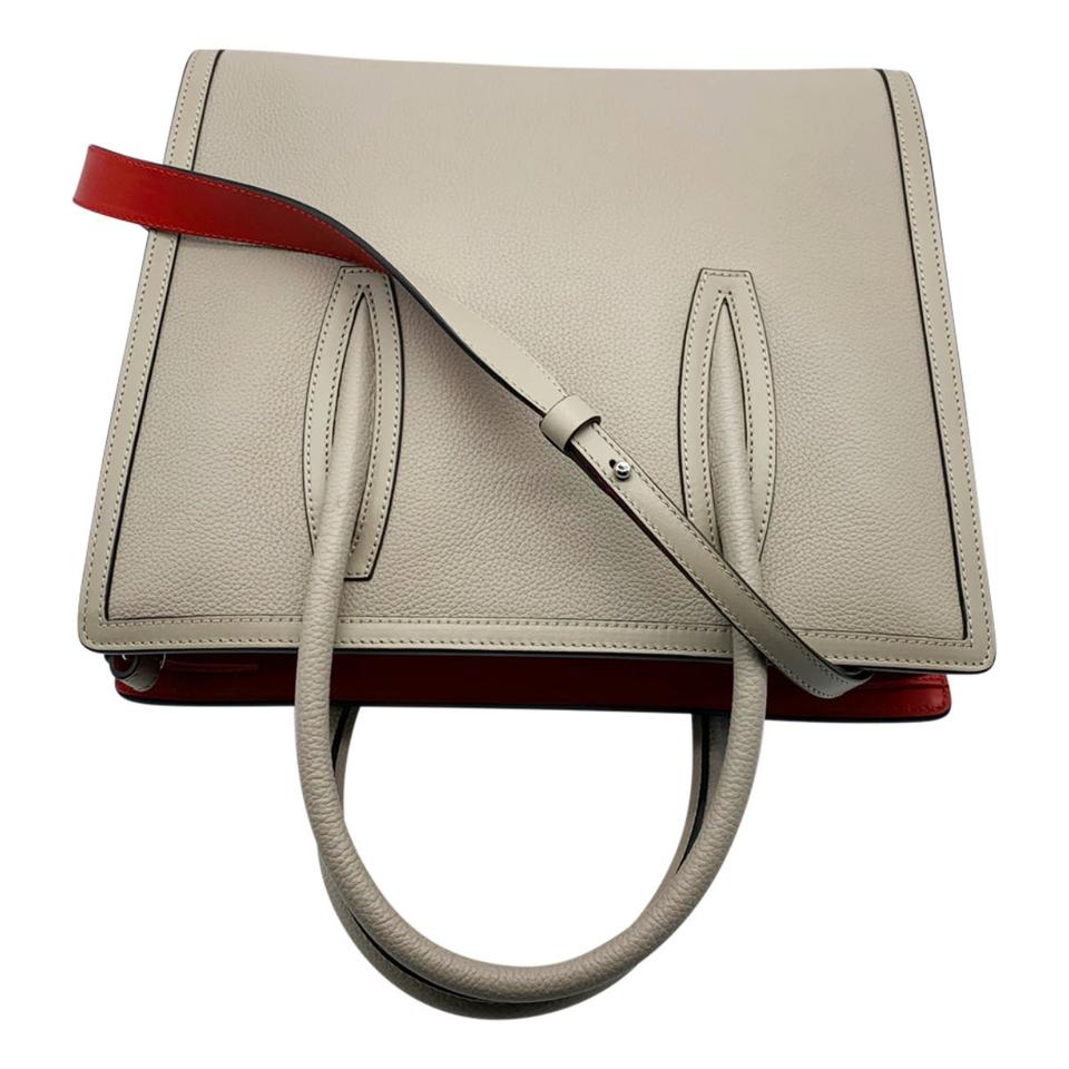 Christian Louboutin Medium Paloma Calfskin Satchel Fungo Beige Leather Tote
