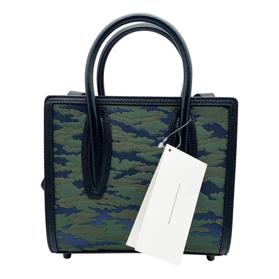 Christian Louboutin Mini Paloma Camo Jacquard Satchel Black Leather Shoulder Bag