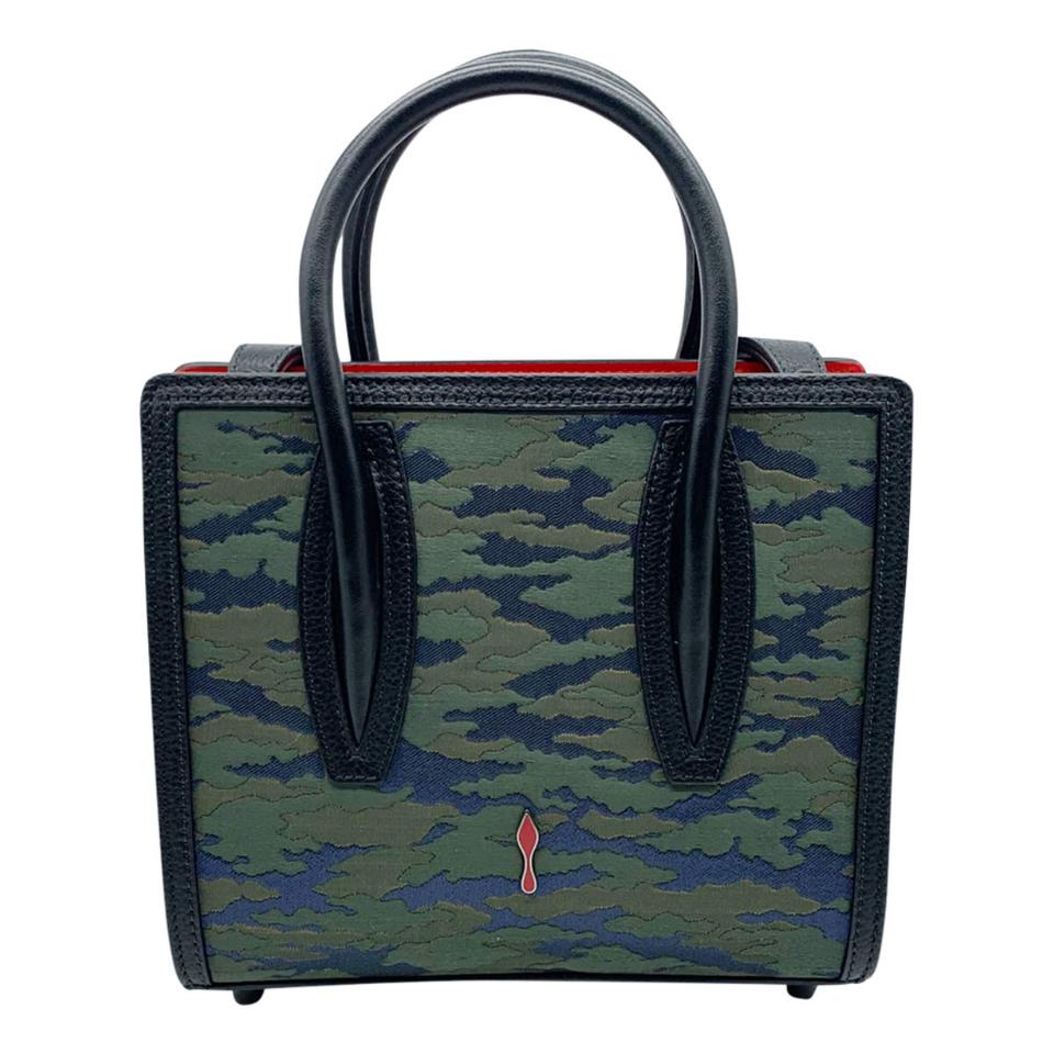 Christian Louboutin Mini Paloma Camo Jacquard Satchel Black Leather Shoulder Bag