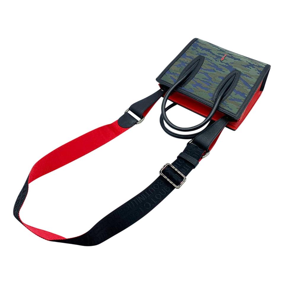 Christian Louboutin Mini Paloma Camo Jacquard Satchel Black Leather Shoulder Bag