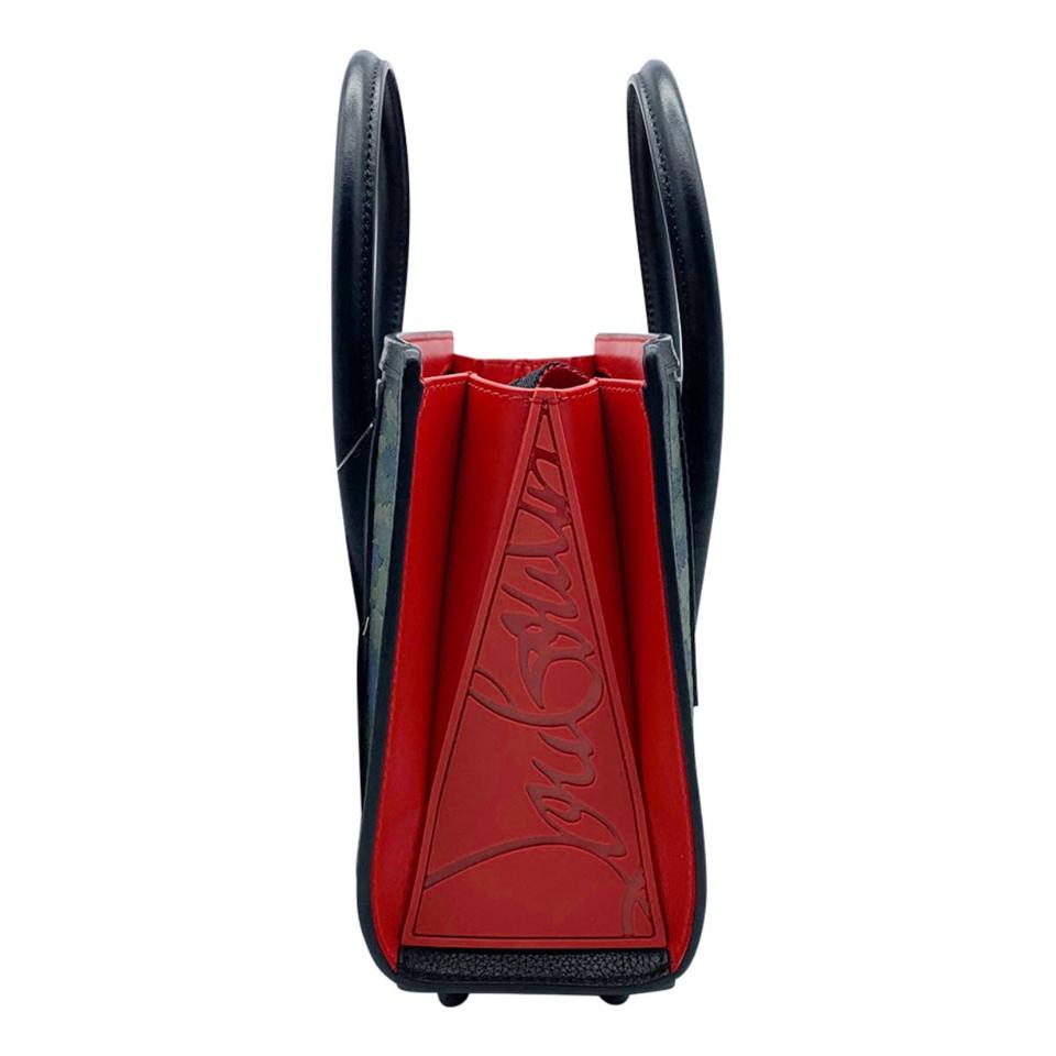 Christian Louboutin Mini Paloma Camo Jacquard Satchel Black Leather Shoulder Bag