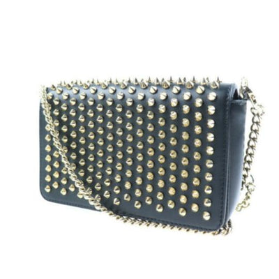 Christian Louboutin Zoompouch Studded Cross Body Black Leather Shoulder Bag