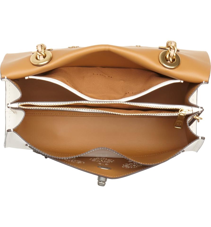 Coach Parker Floral Embellished White Leather Shoulder Bag