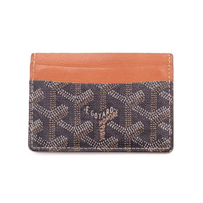 goyard card sleeve Goyard Brown Saint Sulpice Goyardine Card Holder Black Gold Wallet