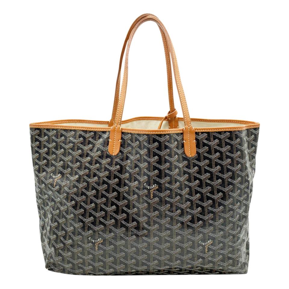 Goyard St Louis Pm Gold Black Coated Canvas Tote