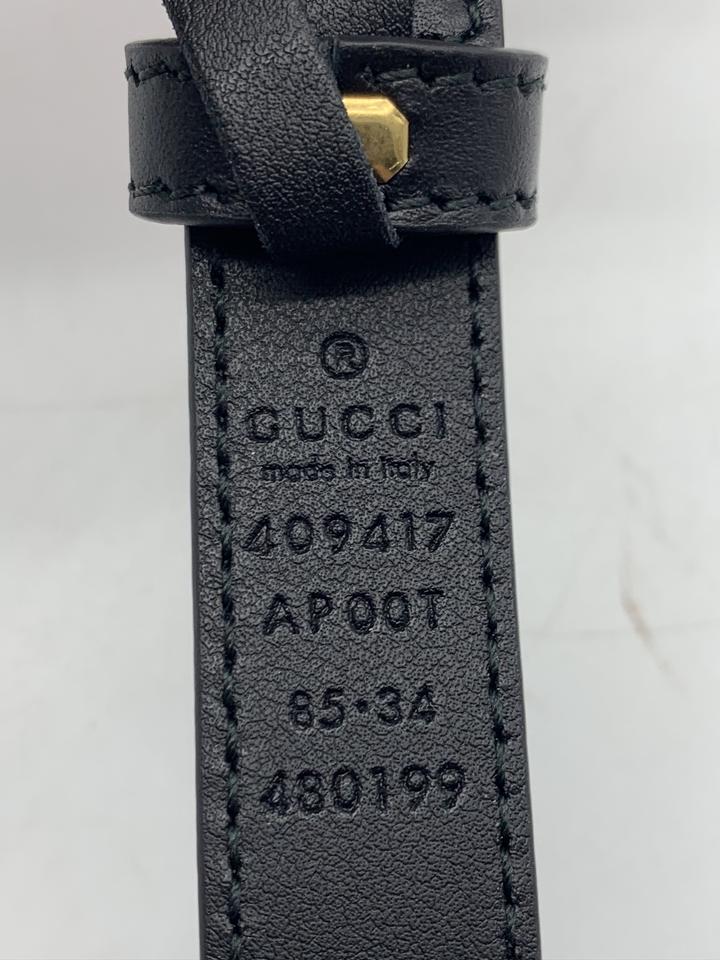 Gucci Black Marmont Gg Thin Leather 85 34 Belt