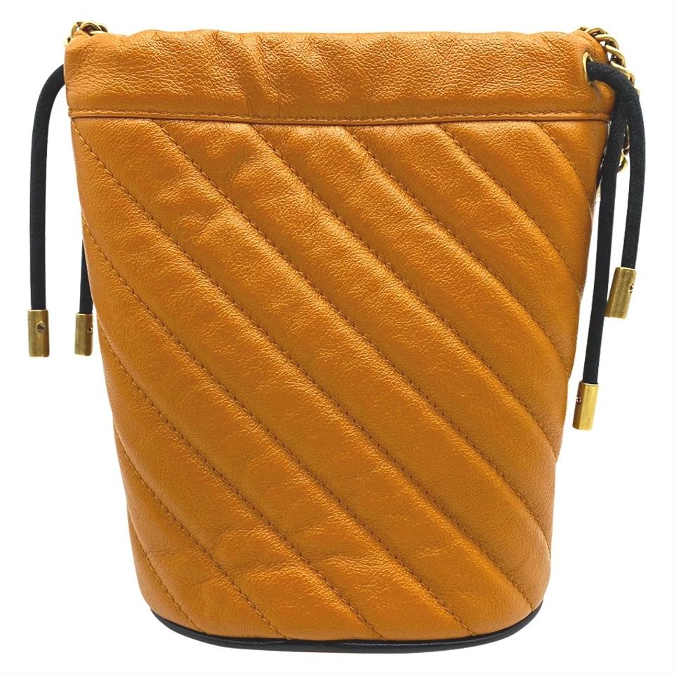 Gucci Bucket Marmont Gg Torchon Mini Brown Leather Shoulder Bag