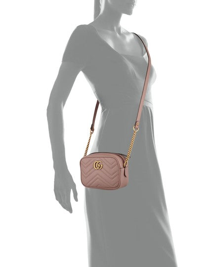 Gucci Camera Marmont Gg Mini Matelasse Nude Beige Leather Shoulder Bag