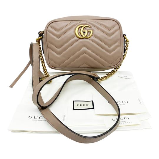 Gucci Camera Marmont Gg Mini Matelasse Nude Beige Leather Shoulder Bag