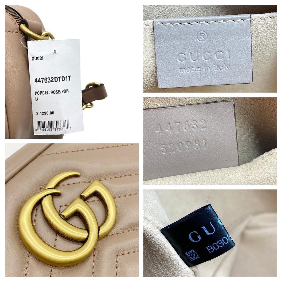 Gucci Camera Marmont New Gg Small Matelasse Rose Leather Cross Body Bag