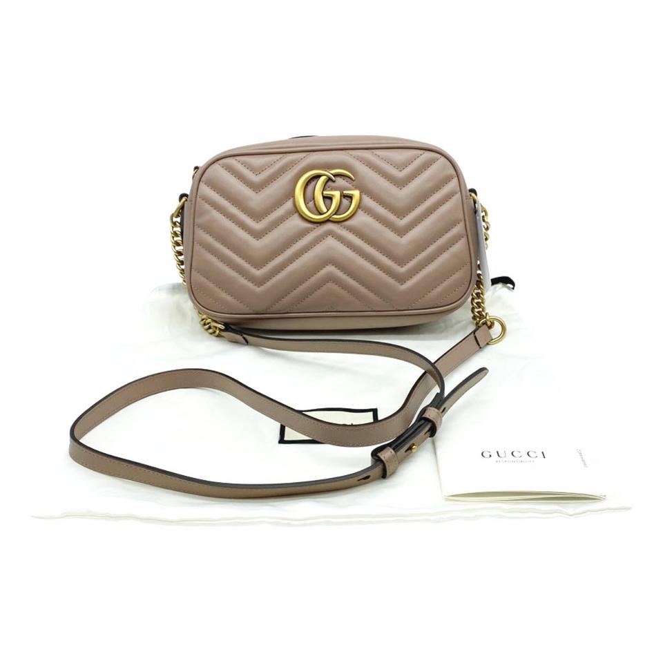 Gucci Camera Marmont New Gg Small Matelasse Rose Leather Cross Body Bag