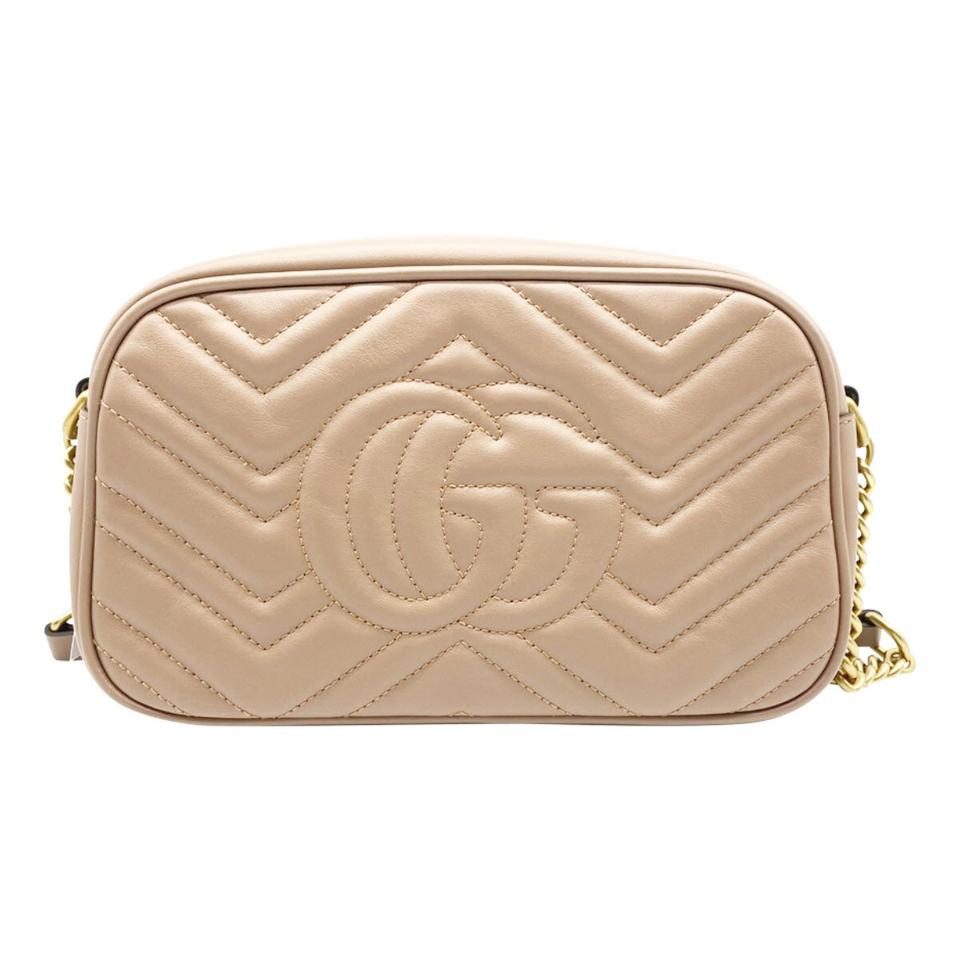Gucci Camera Marmont New Gg Small Matelasse Rose Leather Cross Body Bag