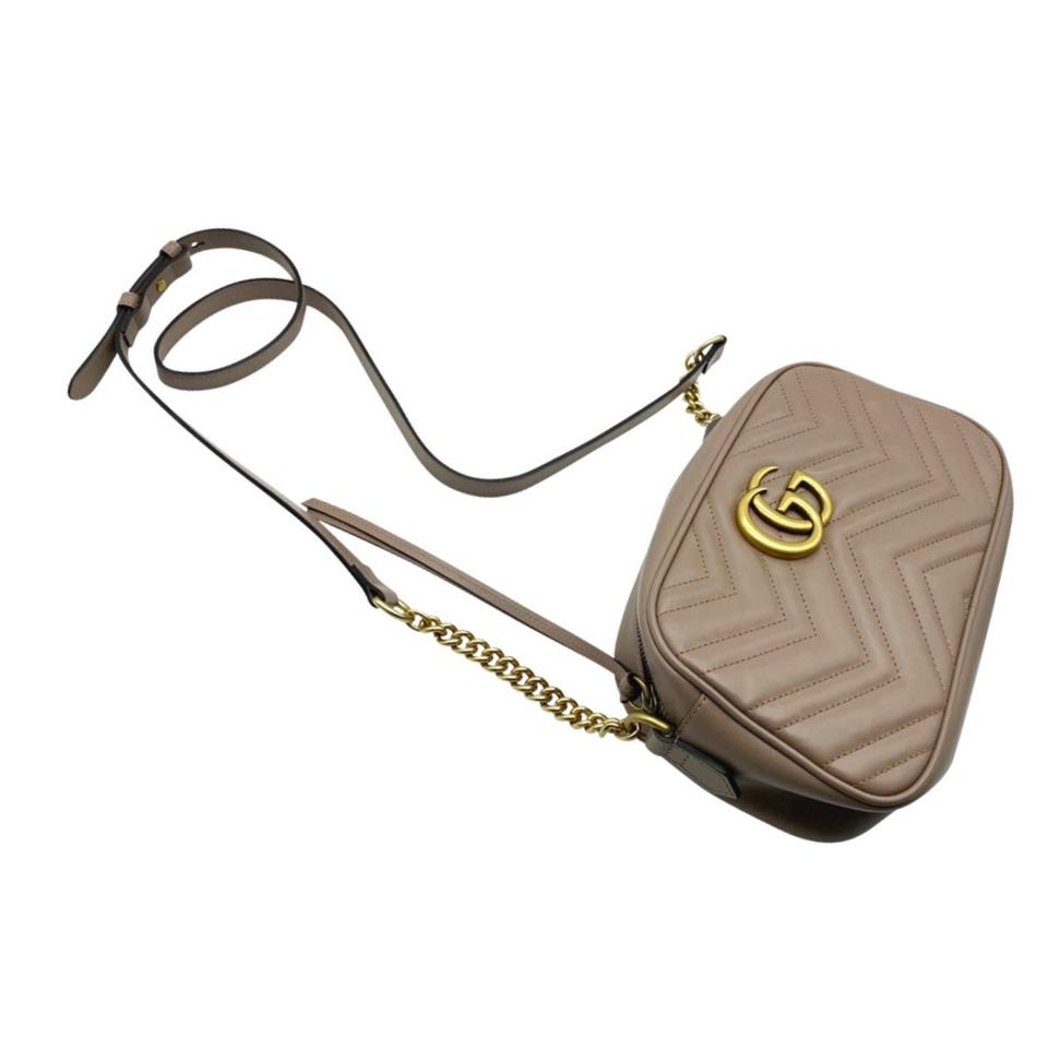 Gucci Camera Marmont New Gg Small Matelasse Rose Leather Cross Body Bag