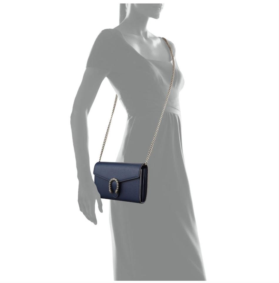 Gucci Chain Dionysus Mini Blue Leather Shoulder Bag