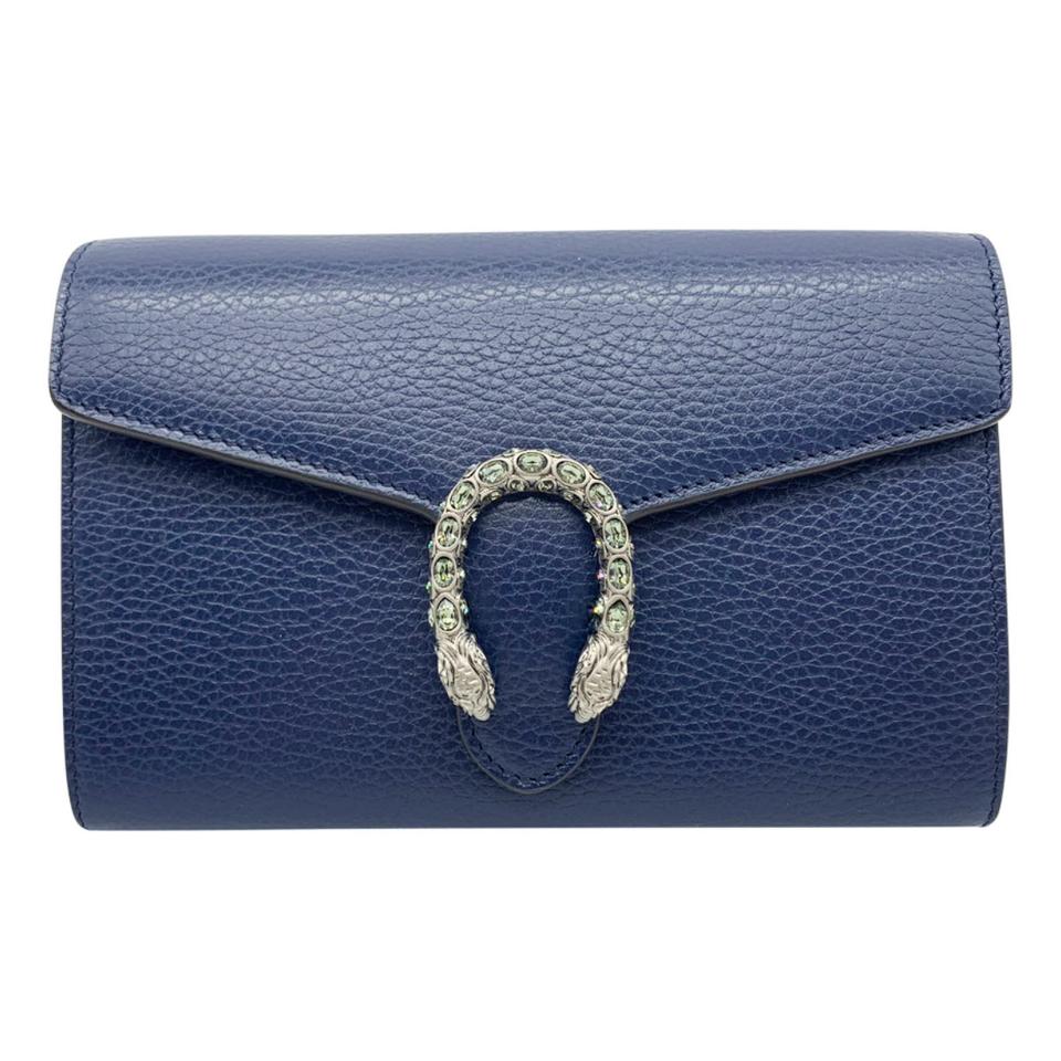 Gucci Chain Dionysus Mini Blue Leather Shoulder Bag