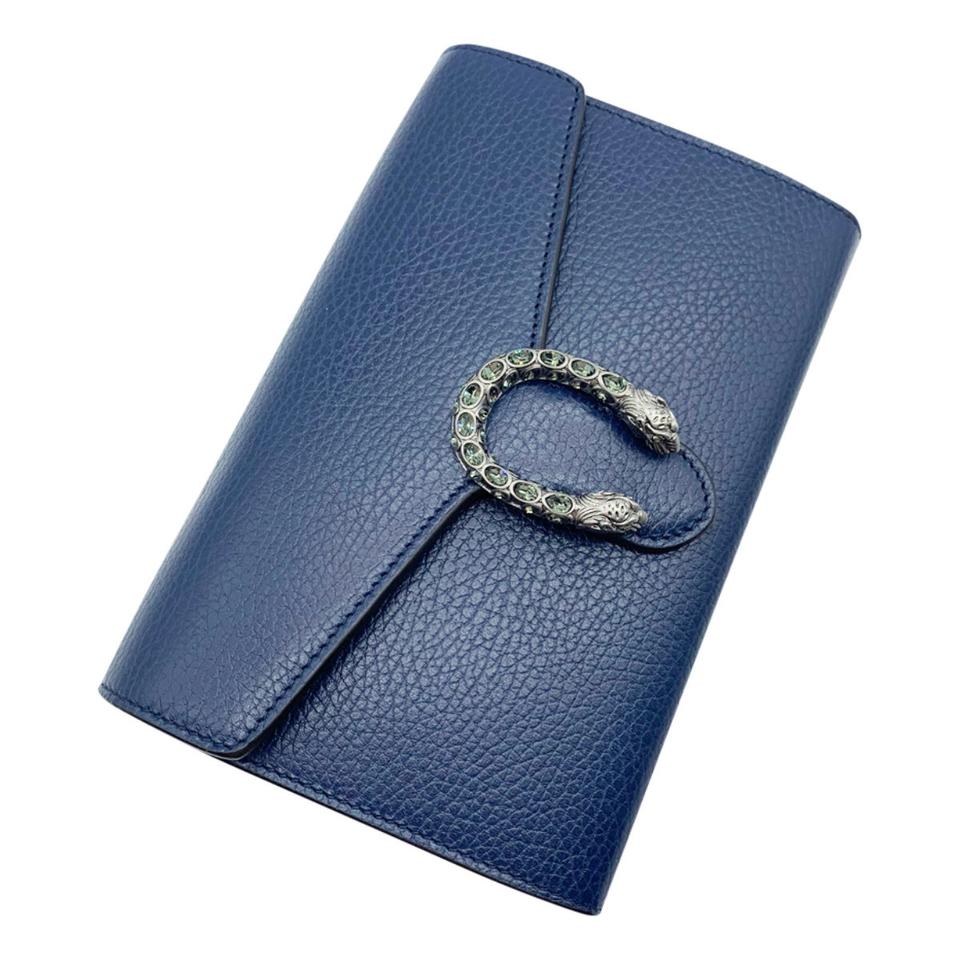 Gucci Chain Dionysus Mini Blue Leather Shoulder Bag