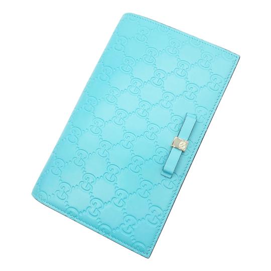 Gucci Chain Guccissima Bow Blue Signature Leather Shoulder Bag