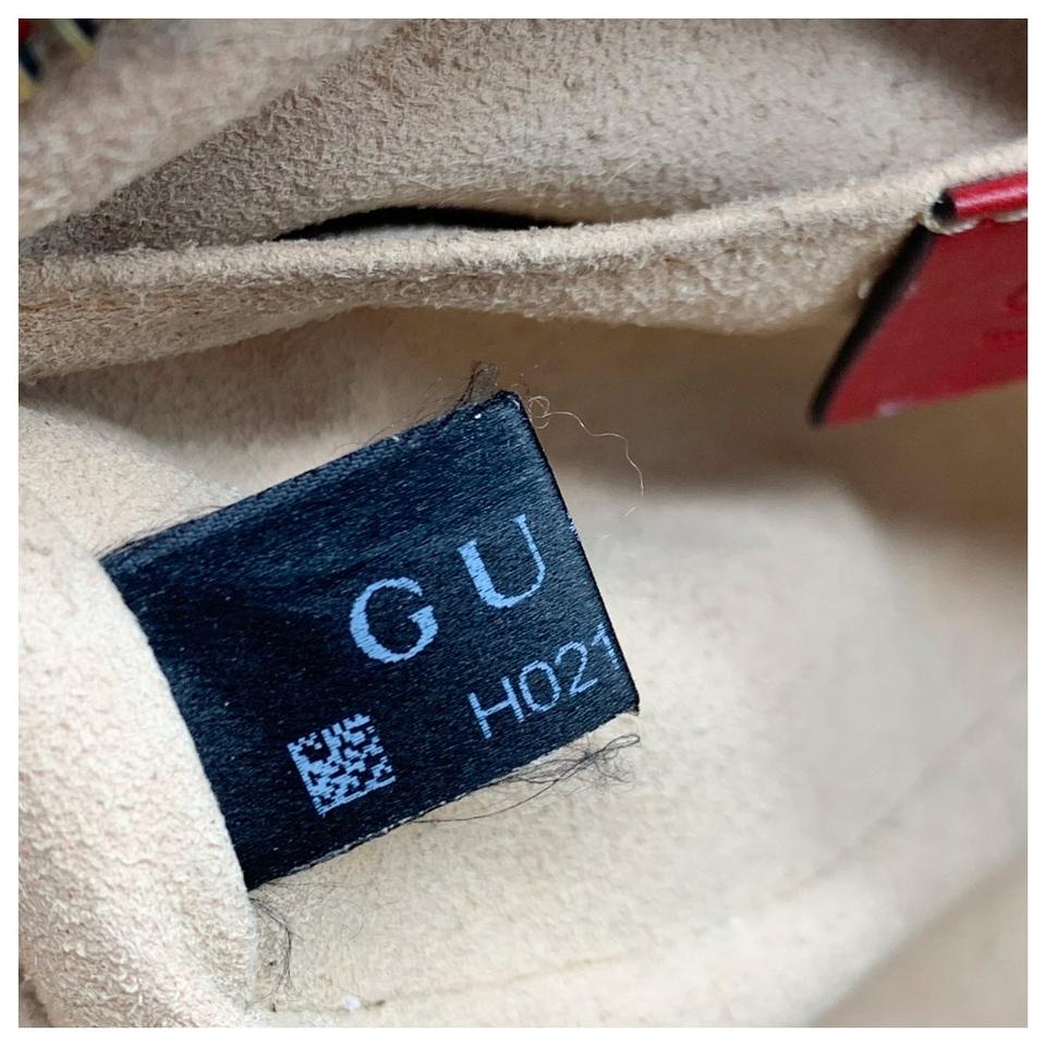 Gucci Chain Marmont Calfskin Matelasse Mini Gg Hibiscus Red Leather Shoulder Bag