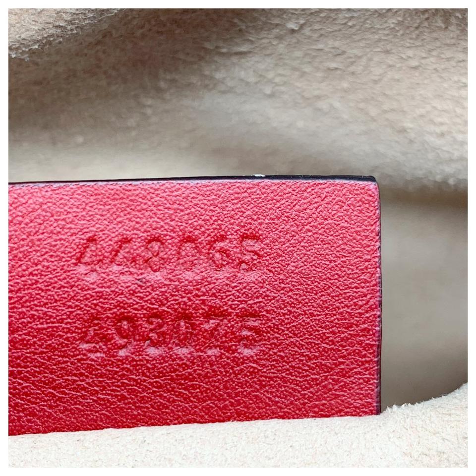 Gucci Chain Marmont Calfskin Matelasse Mini Gg Hibiscus Red Leather Shoulder Bag