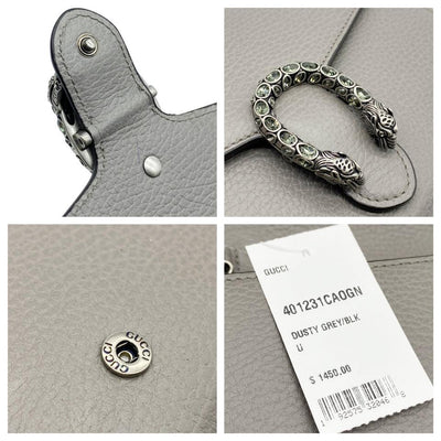 Gucci Chain Wallet Dionysus Mini Grey Leather Cross Body Bag