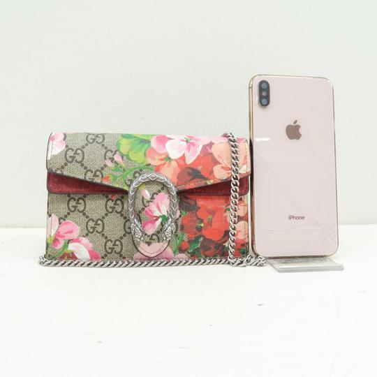 Gucci Chain Wallet Dionysus Super Mini Blooms Red Canvas Cross Body Bag