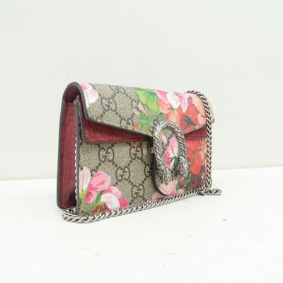 Gucci Chain Wallet Dionysus Super Mini Blooms Red Canvas Cross Body Bag