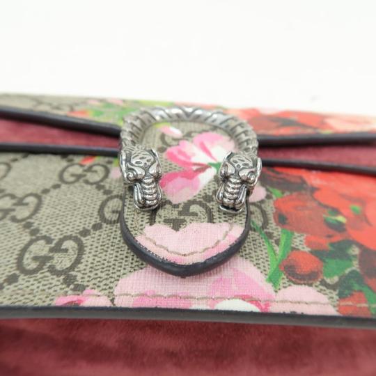 Gucci Chain Wallet Dionysus Super Mini Blooms Red Canvas Cross Body Bag