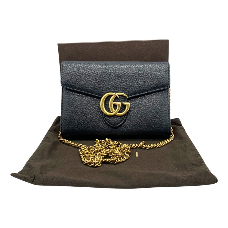 Gucci Marmont Medium Black Chain Wallet Crossbody