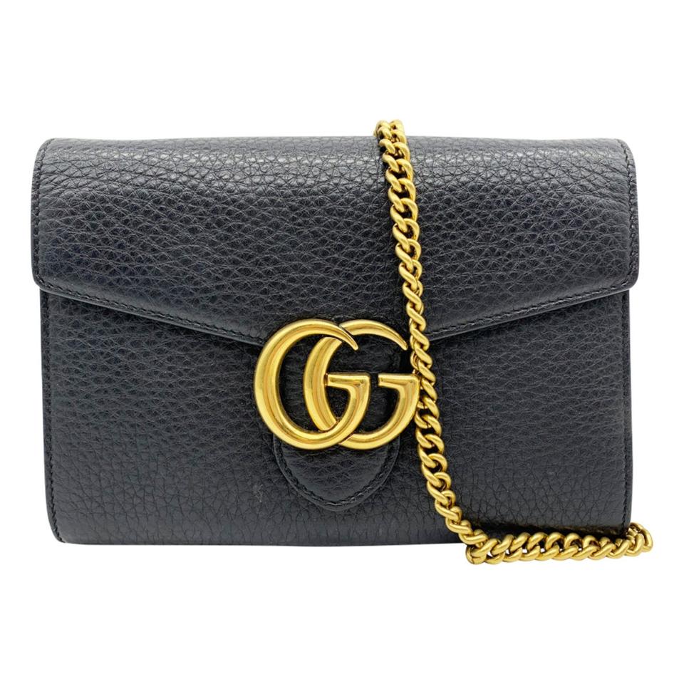 Gucci Marmont Medium Black Chain Wallet Crossbody