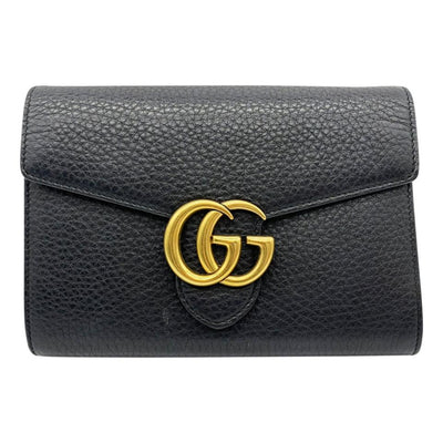 Gucci Marmont Medium Black Chain Wallet Crossbody