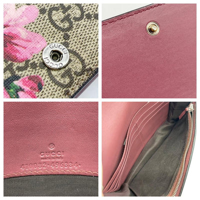 Gucci Chain Wallet Monogram Blooms Antique Rose Pink Gg Supreme Canvas Shoulder Bag