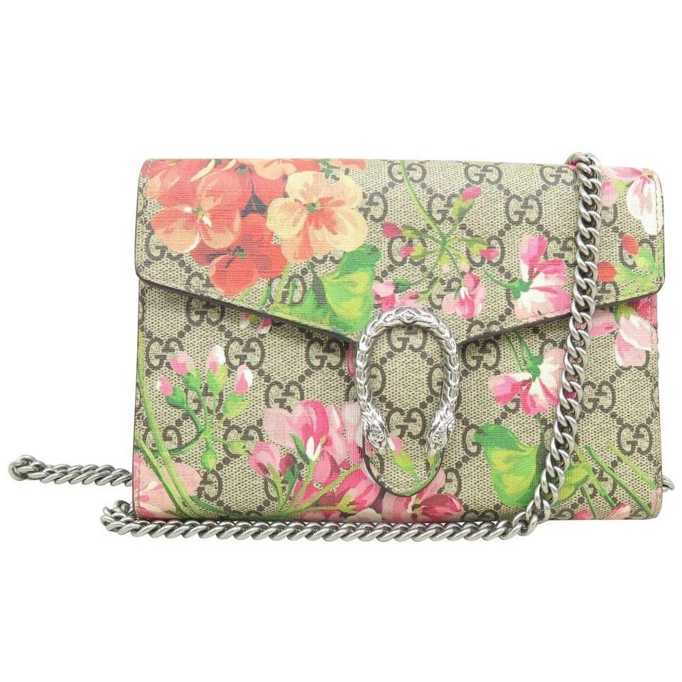 Gucci Dionysus Chain Blooms Mini Supreme Multicolor Beige Canvas Shoulder Bag