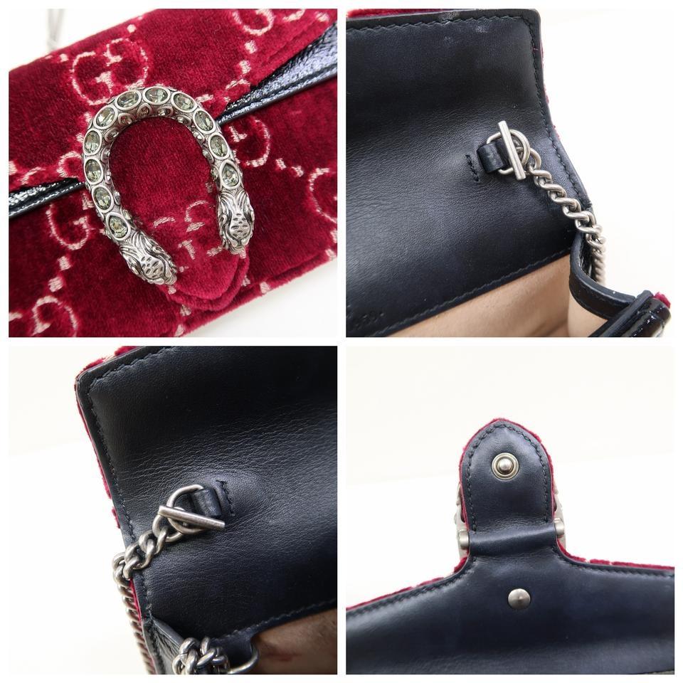 Gucci Dionysus Gg Super Mini Red Velvet Cross Body Bag