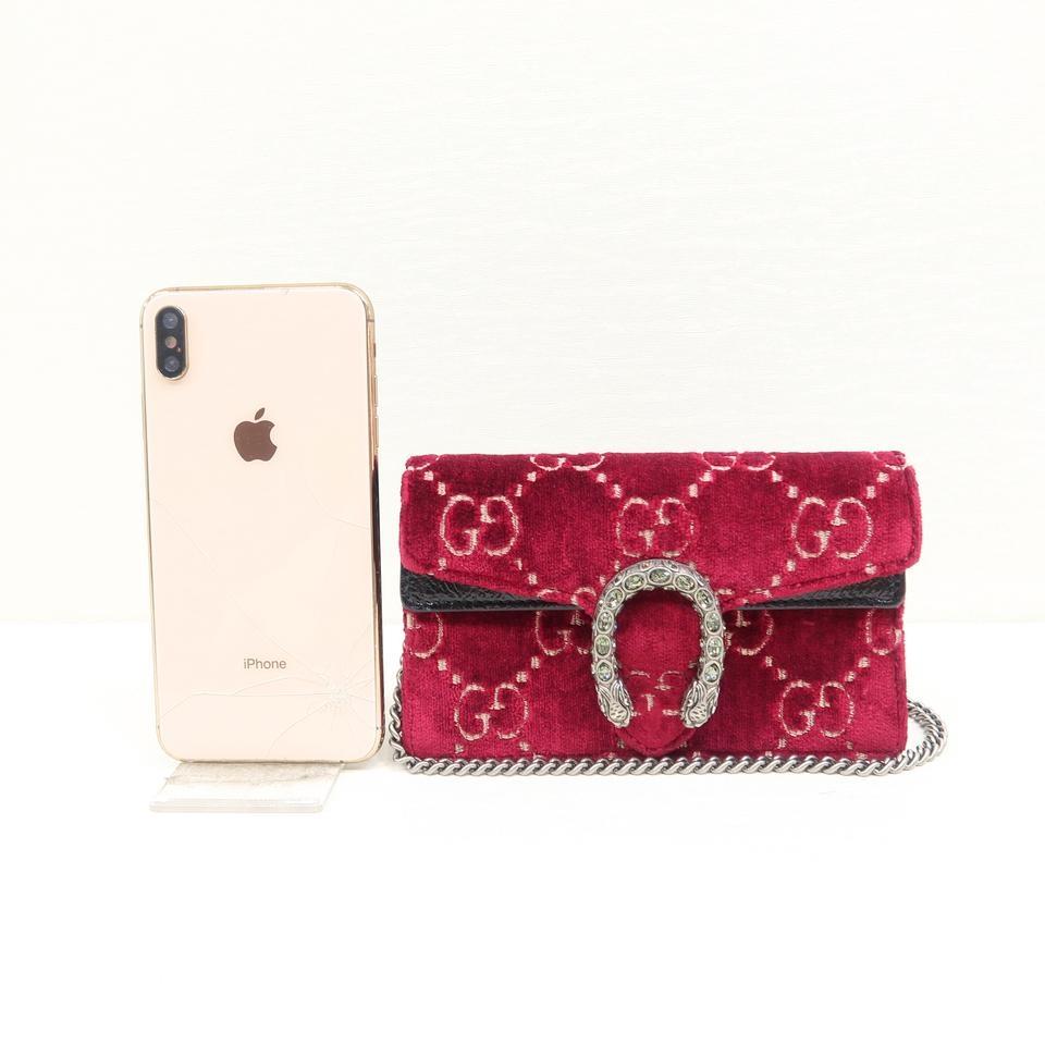 Gucci Dionysus Gg Super Mini Red Velvet Cross Body Bag