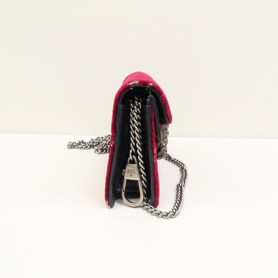 Gucci Dionysus Gg Super Mini Red Velvet Cross Body Bag