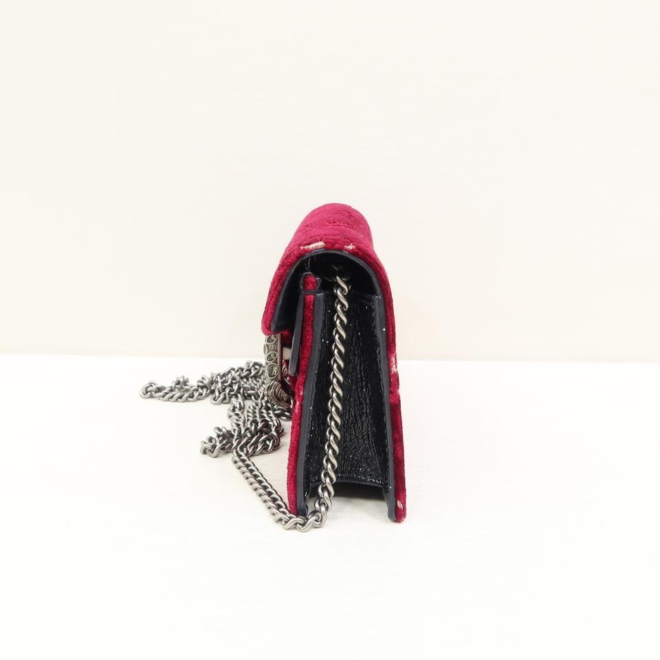 Gucci Dionysus Gg Super Mini Red Velvet Cross Body Bag