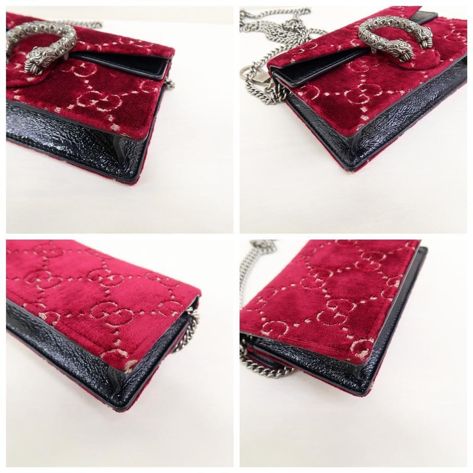 Gucci Dionysus Gg Super Mini Red Velvet Cross Body Bag