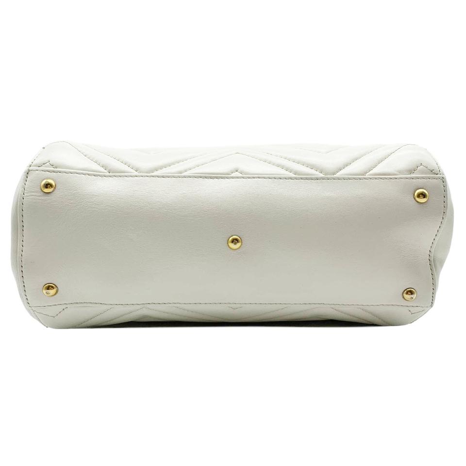 Gucci GG Bag Marmont Small Top Handle Matelasse White Tote